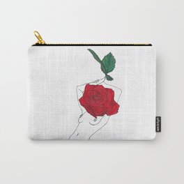 Red Rose Girl - Flower Woman illustration Carry-All Pouch