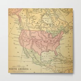 North America Vintage Map Metal Print