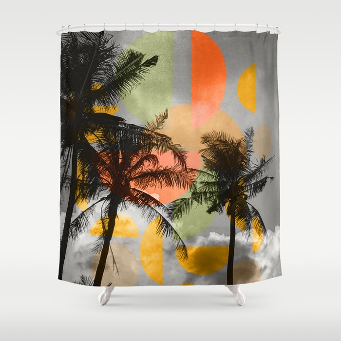 Mid Century Modern Palm Trees Shower Curtain by Dominique Vari Society6