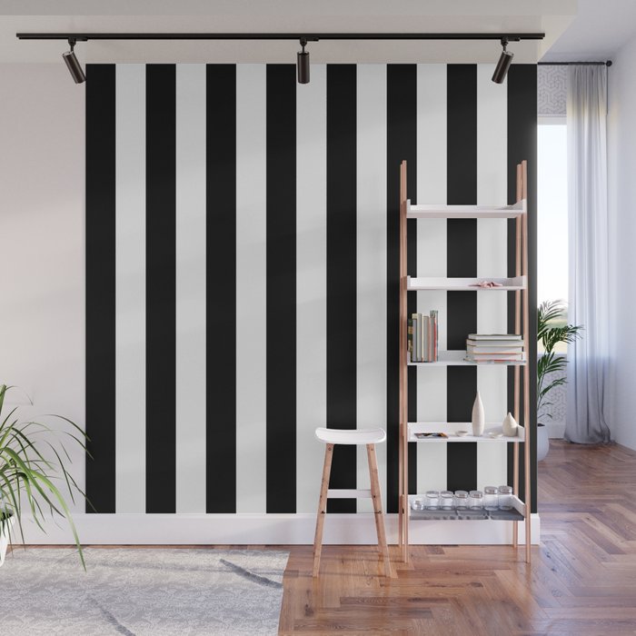 Parisian Black and White Stripes (vertical) Wall Mural