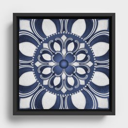 Spanish Flower in Blue Framed Canvas