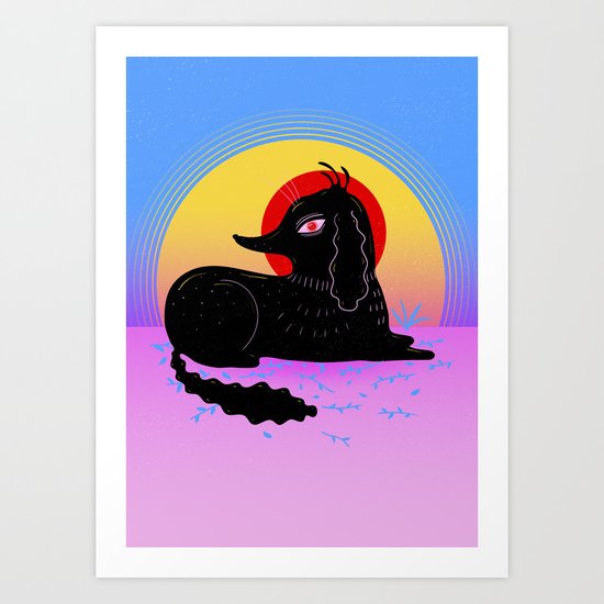 Dog in Sunset Art Print