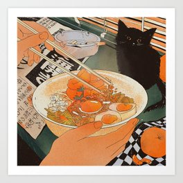 Kimchi ramen & Ninja kitten Art Print