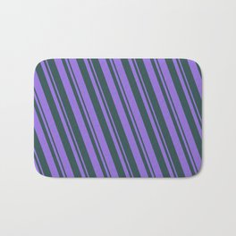 [ Thumbnail: Purple and Dark Slate Gray Colored Lined/Striped Pattern Bath Mat ]