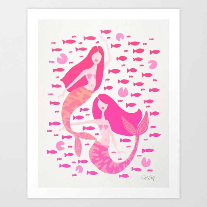 Koi Mermaids – Pink Palette Art Print by Cat Coquillette | Society6
