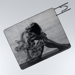 The Disappearing Girl black and white art photography Picnic Blanket