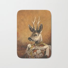 Regal Roe Deer Bath Mat | Portrait, Buck, Antlers, Deerstag, Animalsinuniform, Medals, Acrylic, Royalty, Anthropomorphic, Roedeer 