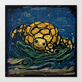 Sea turtle in the style of Van Gogh Pt 1 Canvas Print