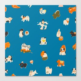 Japanese toys in blue Canvas Print