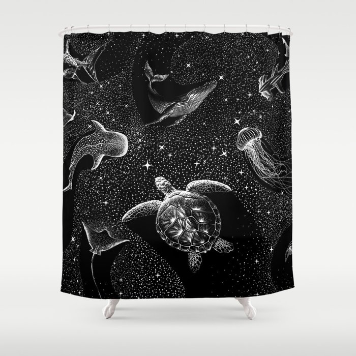 Cosmic Ocean (Black Version) Shower Curtain