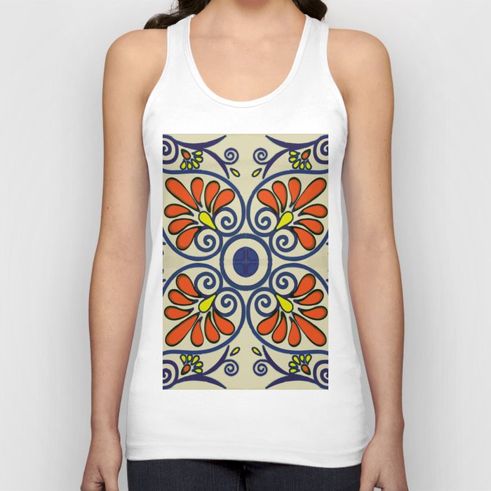 Art nouveau flowers bud elegant talavera classic mosaic Tank Top