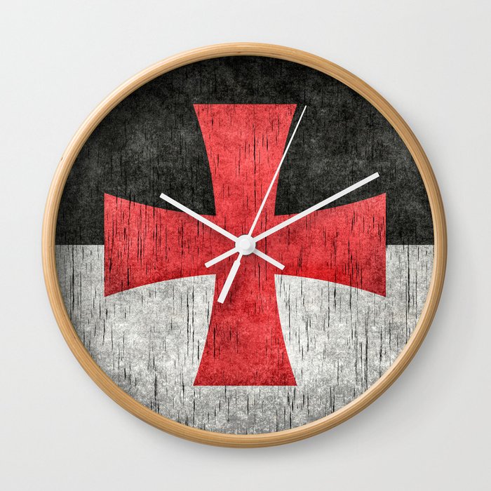 Knights Templar Flag in Super Grunge Wall Clock