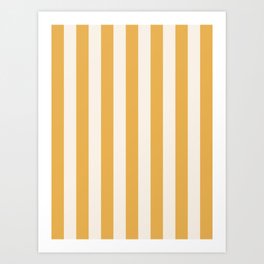 Mustard Yellow And Cream White Vertical Stripes Art Print