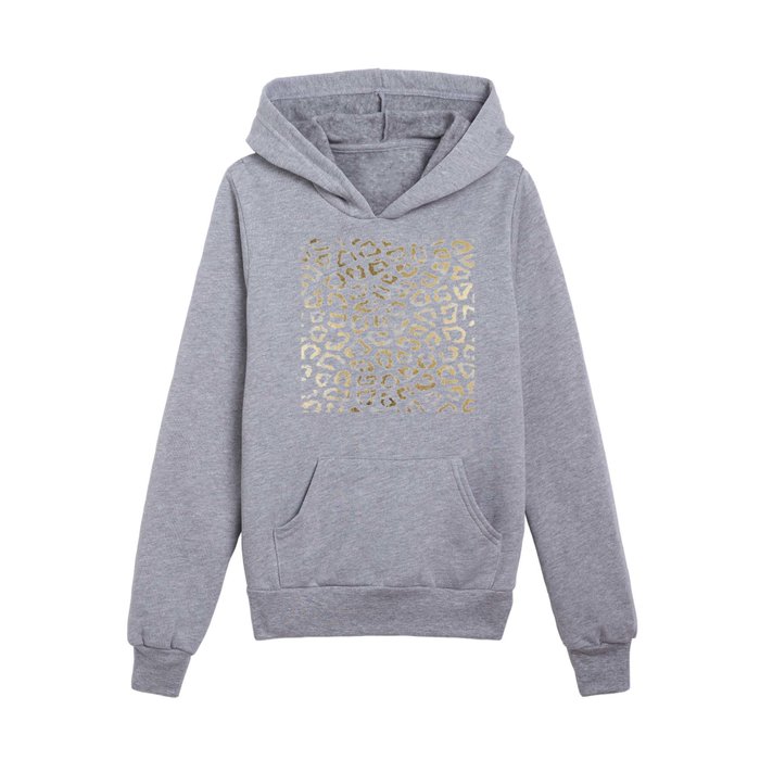 Modern white chic faux gold foil leopard print Kids Pullover