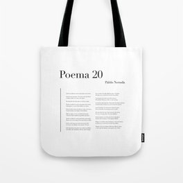 Poema 20 de Pablo Neruda Tote Bag