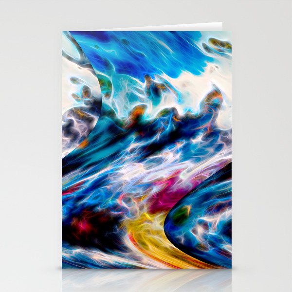 Colorful And Vibrant Wavy Liquid Paint Design Stationery Cards