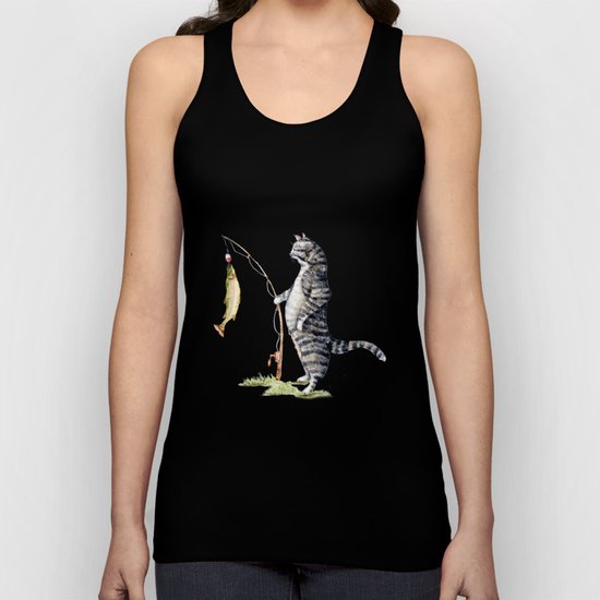 Cat with a Fish Unisex Tank Top