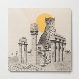 Giant Cheetah in Ruins Metal Print
