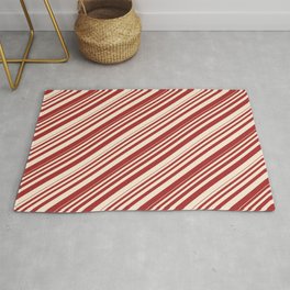 [ Thumbnail: Brown & Beige Colored Lined Pattern Rug ]