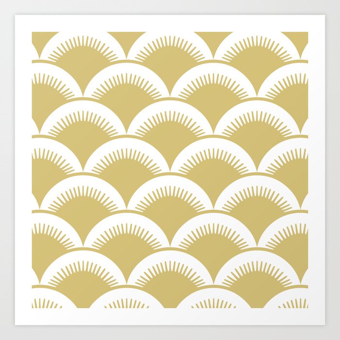 Japanese Fan Pattern Gold Art Print