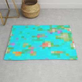geometric pixel square pattern abstract background in green blue orange Area & Throw Rug