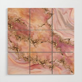Rose quartz and pastel pink marble Wood Wall Art