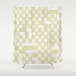 creamy green checker pattern Shower Curtain