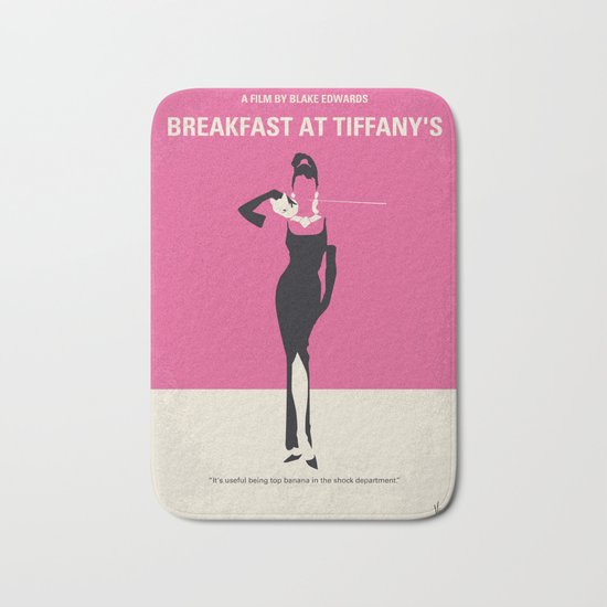 No204 My Breakfast at Tiffanys minimal movie poster Bath Mat