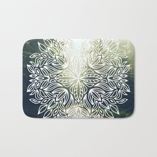 Mandala Forest Fog Road Bath Mat