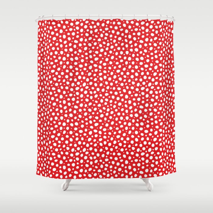 Red and White Polka Dots Shower Curtain