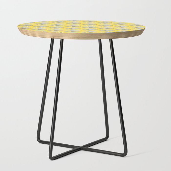 Grey mosaic birds on yellow background Side Table