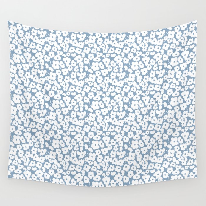 Blue Blooms Wall Tapestry