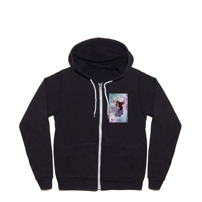 Space Sloth Riding Guinea Pig Full Zip Hoodie