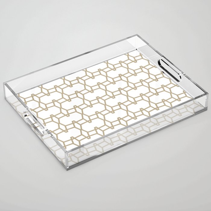 Tan and White Tessellation Line Pattern 9 Pairs DE 2022 Trending Color Bamboo Screen DE6193 Acrylic Tray
