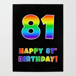 [ Thumbnail: HAPPY 81ST BIRTHDAY - Multicolored Rainbow Spectrum Gradient Poster ]