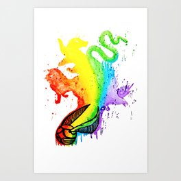 Rainbow HP Houses Art Print | Painting, Potter, Wizard, Hufflepuff, Badger, Muggle, House, Geeky, Nerd, Ravenclaw 