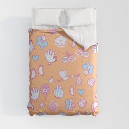 Cute Valentine Seamless Pattern Orange Comforter