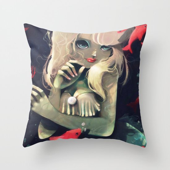 Sirene d'eau douce a la fourchette Throw Pillow