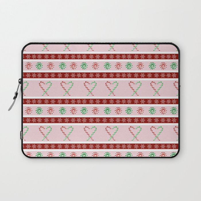 Winter Peppermint stripes on pink and red Laptop Sleeve