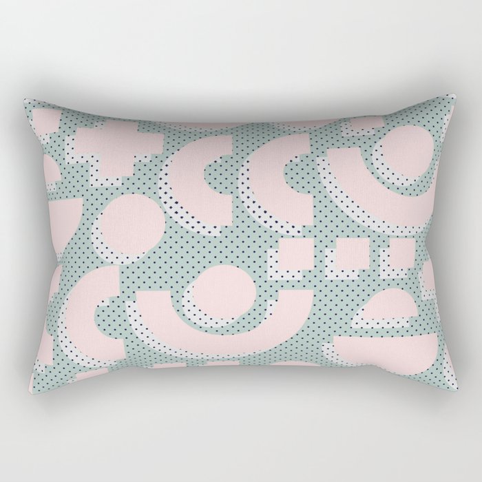 Memphis Pattern - Gemetrical  Retro Art in Pink and Mint - Mix & Match With Simplicity Of Life Rectangular Pillow