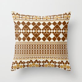 Geometric Bohemian Pattern - Rusty Brown Throw Pillow