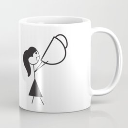 Stick Figure Woman Drinking Large Cup of Coffee Coffee Mug