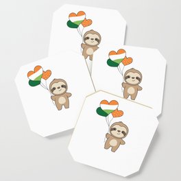 Sloth With Ireland Balloons Cute Animals Happiness Coaster