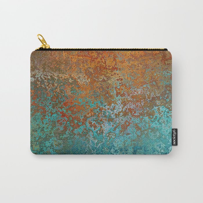 Vintage Copper and Teal Rust Carry-All Pouch
