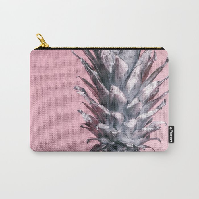 Pink And Silver Pineapple Carry-All Pouch
