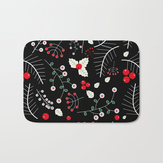 mistletoe black Bath Mat