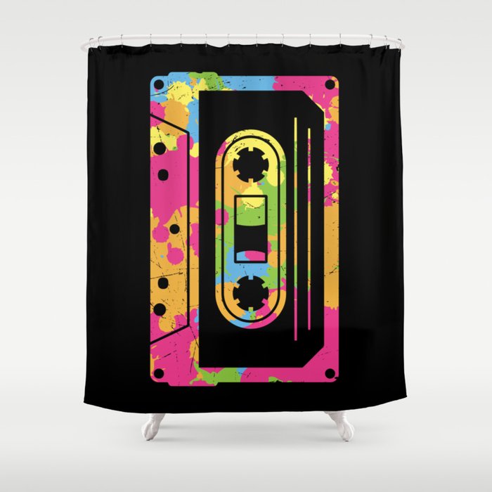 Colorful Retro Cassette Tape Shower Curtain