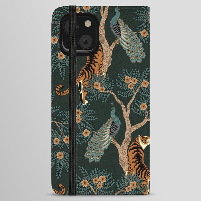 Vintage tiger and peacock iPhone Wallet Case