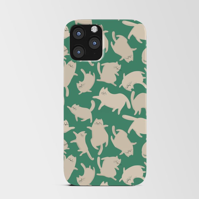White Silly Cats Pattern iPhone Card Case