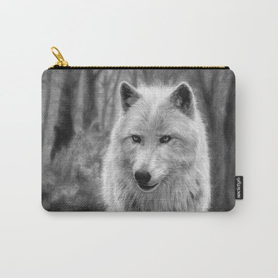 White Wolf in the Forest Carry-All Pouch
